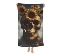 Sunflower Halloween Skull Print Summer Needs Oversized Adult Beach Towel 32 x 52 in Soft Quick Dry Lightweight