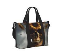 Sunflower Halloween Skull Print Travel Hand Bag Women Lightweight Tote Foldable Daily Weekend Trips Gym Vacation