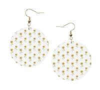 Sunflower Hand Painted Floral Printed Faux Leather Earrings Set For Women, 1 Pair Lightweight Dangle Drop Pierced Earrings Jewelry Gifts For Women