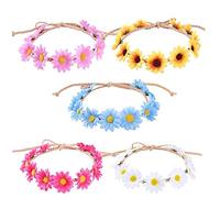 Sunflower Headband 5 pieces Sunflower Headpiece Boho Multi Color Daisy Garland Crown Hair Accessory for Wedding Festival Party
