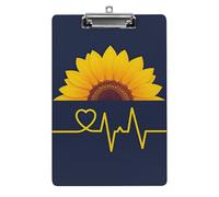 Sunflower Heartbeat Line A4 Acrylic Clipboard for Papers Writing Planner, Office Wall Mounted Large Capacity Organizer