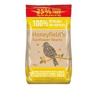 Sunflower Hearts Bird Food - Wild Bird Food for Small Birds, High in Energy and Protein, Great for Hanging Feeders, Bird Tables, and Ground Feeding, Bulk Bag (5kg) - Honeyfield’s