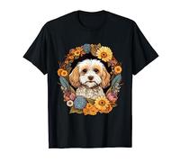 Sunflower Hippie Floral Cavachon Dog T-Shirt