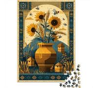 Sunflower Honey Jar Art Print Jigsaw Puzzles Puzzle for Adults Kids. 1000 Piece Impossible Challenge Toy Educational Games Home Decoration for Adults& Kids Age 14 Years Up 38x26cm/1000pcs