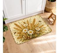 Sunflower Honeycomb Kitchen Mats for Floor, Vintage Floral Farmhouse Soft Mats, Summer Cushioned Comfort Washable Decor Rugs for Kitchen Sinks Laundryroom Bathroom 20x31 Inch