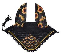 Sunflower Horse Ear Bonnet Ear Net Fly Veil Hood Mask Crochet Equestrian Fancy Wear Full/Cob/Pony (Pony)