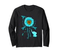 Sunflower Hummingbird Elephant Ovarian Cancer Awareness Long Sleeve T-Shirt