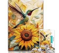 Sunflower Hummingbird Jigsaw Puzzles for Adults Teenagers Jigsaws Puzzle,Relax Games Is Ideal As A Gift for The Whole Family (75x50cm)