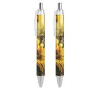 Sunflower Hummingbirds Ballpoint Pen Retractable Ball Pen Work Pen Rolling Ball Pens for Office School Supplies 2 PCS AS PIC 2