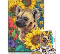 Sunflower Hyena Jigsaw Puzzles for Adults 1000,Learning Educational Toys Family Games with Matching Poster And Trivia Sheet 75x50cm
