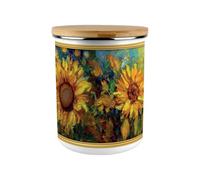 Sunflower Impressionism Storage Canister - Floral 2.7L Extra-Large Enamel Home & Kitchen Organisation Container