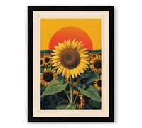 Sunflower in Gold Botanical Framed Wall Art Print A4 (29.7×21cm) Black, Wall Decor for Living Room, Bedroom, Office & Home, Ready to Hang, Art Gift
