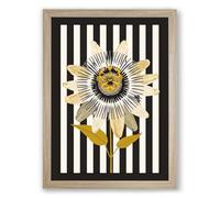 Sunflower in Gold Botanical Framed Wall Art Print A4 (29.7×21cm) Oak, Wall Decor for Living Room, Bedroom, Office & Home, Ready to Hang, Art Gift