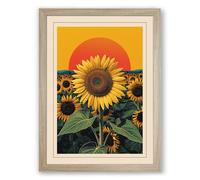 Sunflower in Gold Botanical Framed Wall Art Print A4 (29.7×21cm) Oak, Wall Decor for Living Room, Bedroom, Office & Home, Ready to Hang, Art Gift