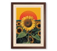 Sunflower in Gold Botanical Framed Wall Art Print A4 (29.7×21cm) Walnut, Wall Decor for Living Room, Bedroom, Office & Home, Ready to Hang, Art Gift