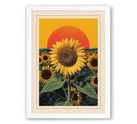 Sunflower in Gold Botanical Framed Wall Art Print A4 (29.7×21cm) White, Wall Decor for Living Room, Bedroom, Office & Home, Ready to Hang, Art Gift