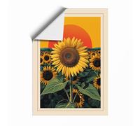 Sunflower in Gold Botanical Unframed Wall Art Print A4 (29.7×21cm), Wall Decor for Living Room, Bedroom, Office & Home, Art Gift