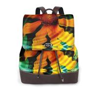 Sunflower in Water Print Women Fashion Backpack Ladies Pu Leather Backpacks Handbag Waterproof Rucksack Travel Backpack with Flap