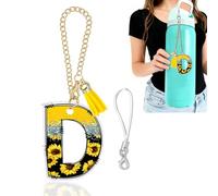 Sunflower Initial D Charm for Owala ANG Stanley Cup,Mini Tumbler Keychain Letter Charm Owala Cup Accessories for Purse Backpack,Sunflower Gifts for Women Her Mom Sister Friend (D)