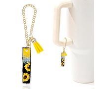 Sunflower Initial I Charm for Stanley Cup,Mini Tumbler Keychain Letter Charm Stanley Cup Accessories for Purse Backpack,Sunflower Gifts for Women Her Mom Sister Friend