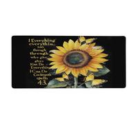 Sunflower Inspirational Quotes Large Mouse Pad Keyboard Mat, Office Desk Protector with Anti-Slip Base, Gaming Mousepad for School Office Home 35.5" x 16"