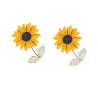 Sunflower Jewelry Accessories Retro Decor Yellow Rhinestone Bling Novelty Trendy Women's Pin Copper Delicate Brooch