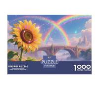 Sunflower Jigsaw Puzzles 1000 Pieces Challenge Toy for Adults,Rainbow Flower Sea Scenery Impossible Jigsaw Puzzles 1000 Pieces Educational Game Home Decoration 38x26cm/1000pcs