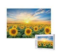 Sunflower Jigsaw Puzzles for Adults 300 Sunset Puzzle, Wooden Puzzles for Adults with Gift Box, Impossible Puzzle, Challenging High Difficulty Family Activity, Gifts for Men Women,40x28 cm, p399t