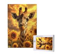 Sunflower Jigsaw Puzzles for Adults 500, Giraffe Large Wooden Puzzles for Adults, Funny/Difficult/Impossible/Challenging Decompression Games, As a Birthday for Women/Men 2T-1639