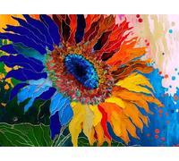 "Sunflower Kaleidoscope" - A 1000-Piece Jigsaw Puzzle by Cross & Glory | Colorful Flower Artwork | 2mm Thick Pieces | Bonus Reference Poster | Satin Finish | Ages 14+