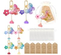 Sunflower Keychain 6sets - Uplifting Design with Positive Message, Premium Quality Acrylic Butterfly Bow Keyrings, Encouraging Gift for Women Friends Daughters Sisters - Perfect for Birthday Christmas