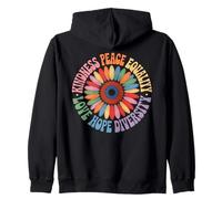 Sunflower Kindness Peace Equality Love Hope Diversity Zip Hoodie