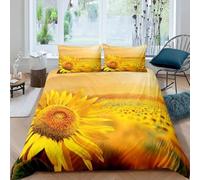 Sunflower King Size Duvet Cover Sets Flower Pattern Bedding King Size Bed Set 3D Print Ultra Soft Microfiber Quilt Cover 230 x 220 with Zipper Closure and 2 Pillowcases A-286