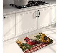 Sunflower Kitchen Mats for Floor, Red Bird Vintage Farmhouse Soft Mats, Cushioned Comfort Washable Non Slip Decor Rugs for Kitchen Sinks Laundryroom Bathroom 20x31 Inch