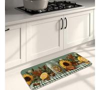 Sunflower Kitchen Mats for Floor, Rustic Autumn Leaves Decorative Cushioned Comfort Washable Non Slip Rugs for Kitchen Sinks Laundryroom Bathroom 16x47 Inch