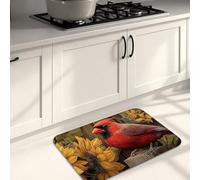 Sunflower Kitchen Mats for Floor, Vintage Cardinal Soft Mats, Cushioned Comfort Washable Non Slip Decor Rugs for Kitchen Sinks Laundryroom Bathroom 16x24 Inch