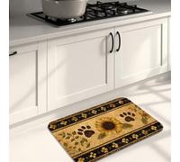 Sunflower Kitchen Mats for Floor, Vintage Floral Soft Mats, Cushioned Comfort Washable Non Slip Rugs for Kitchen Sinks Laundry Room Bathroom 20x31 Inch