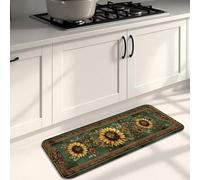 Sunflower Kitchen Mats for Floor, Vintage Floral Soft Mats, Cushioned Non Slip Washable Rugs for Kitchen Sinks Laundryroom 16x47 Inch