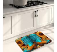 Sunflower Kitchen Mats for Floor, Vintage Western Style Soft Mats, Cushioned Comfort Washable Non Slip Decor Rugs for Kitchen Sinks Laundryroom Bathroom 16x24 Inch