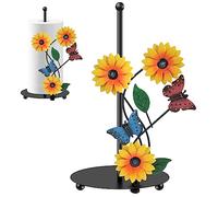 Sunflower Kitchen Paper Towel Holder, Black Home Kitchen Roll Paper Holder Decor and Accessories, Metal Free Standing Non Slip Unique Organizer Vintage Farmhouse Decoration for Countertop (Butterfly)