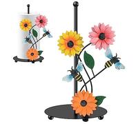 Sunflower Kitchen Paper Towel Holder, Black Home Kitchen Roll Paper Holder Decor and Accessories, Metal Free Standing Non Slip Unique Organizer Vintage Farmhouse Decoration for Countertop (Bee)