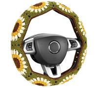 Sunflower Knitted Steering Wheel Cover, Non-Slip Grip, Easy Fit For Cars & Suvs, Polyester