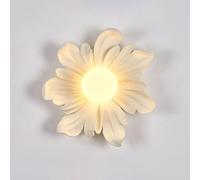 Sunflower Lamp 1-Light Art Decor Resin Floral Wall Sconce with White Acrylic Globe Shade, G4 Socket | Vintage Rustic Wall Mount Lights for Living Room Bedroom Hallway Study