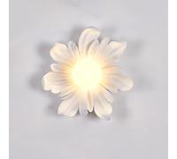 Sunflower Lamp 1-Light Art Decor Resin Floral Wall Sconce with White Acrylic Globe Shade, G4 Socket | Vintage Rustic Wall Mount Lights for Living Room Bedroom Hallway Study