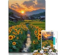 Sunflower Landscape Puzzles for Adults Teens 1000pc Puzzle,Help The Brain Exercise Addictive Toys to Cultivate Patience Parent-child Interaction (38x26cm)