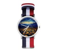 Sunflower Landscape Sport Watch for Men Women Nylon Strap Wrist Watch Analog Quartz Watch