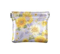 Sunflower Lavender Purple PU Leather Change Purse Portable Mini Card Holder Wallet for Men Women Travel