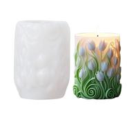 Sunflower Lavender Tulip Flower Pillar Candle Silicone Mould, Non-Stick 3D Carved Pattern Epoxy Resin Mould(Style 2)