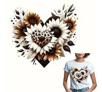 Sunflower Leopard Daisy Flower Leaf Iron On Transfers for T-Shirts Rub on Transfers Stickers Vinyl Ready to Press Stickers Iron on Decals for T-Shirts Clothing Hoodie DIY Crafts