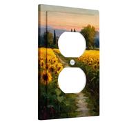 Sunflower Light Switch Cover Plates/Outlet Covers, Warm Yellow Summer Wall Accents, Rustic Country Home Style, Thermoplastic Standard Wall Plates Single Duplex Outlet